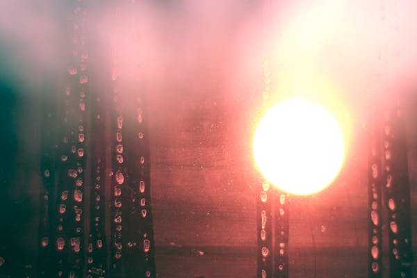 The sun through a wet window